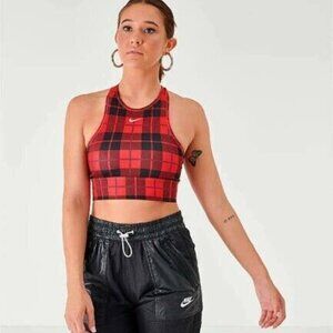 NEW NIKE Size‎ XS Women's Support Plaid Sports Bra BV3911 Casual CROP Top